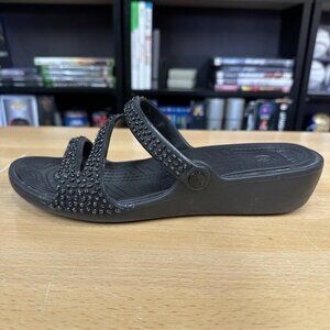 Crocs Women's Patricia Diamante Embellished Slip On Wedge Sandals Size 8